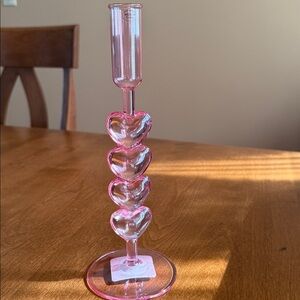 Pink Heart Glass Candle Holder